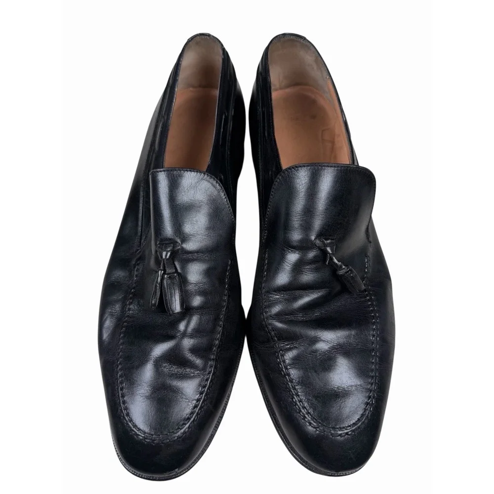 Salvatore Ferragamo Tassel Kiltie Loafers Men's 9 D Leather Dress Shoes